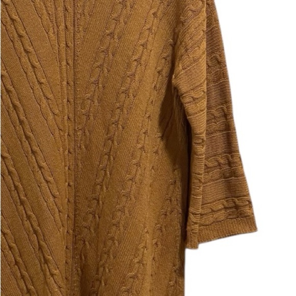 J.Jill Open Front Cable Knit Cardigan Long Sweater, 3/4 Sleeves, Honey Brown, M - Picture 15 of 15